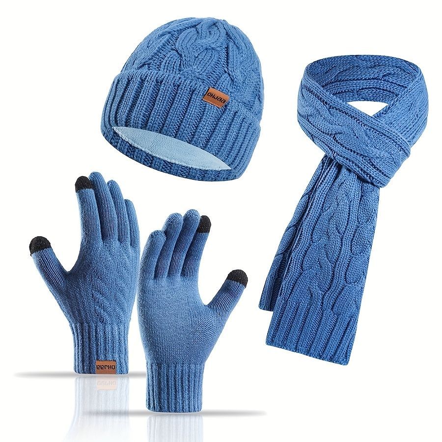 Unisex Winter Accessory Set Beanie Scarf Gloves Winter Fashion Warm view 5