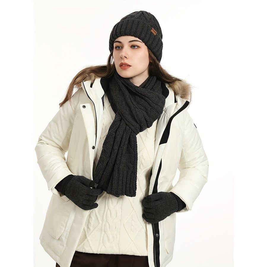 Unisex Winter Accessory Set Beanie Scarf Gloves Winter Fashion Warm view 10