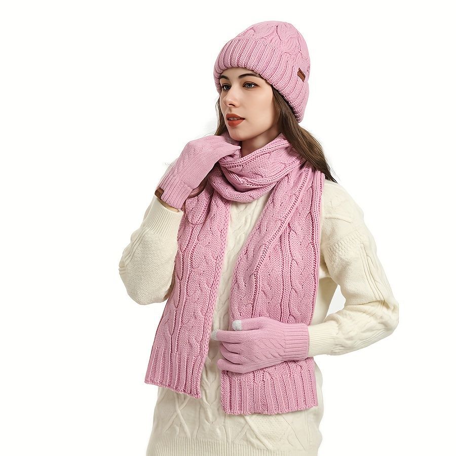 Unisex Winter Accessory Set Beanie Scarf Gloves Winter Fashion Warm view 13