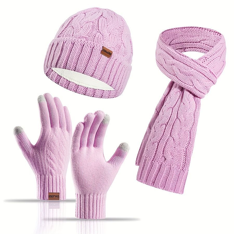 Unisex Winter Accessory Set Beanie Scarf Gloves Winter Fashion Warm view 3
