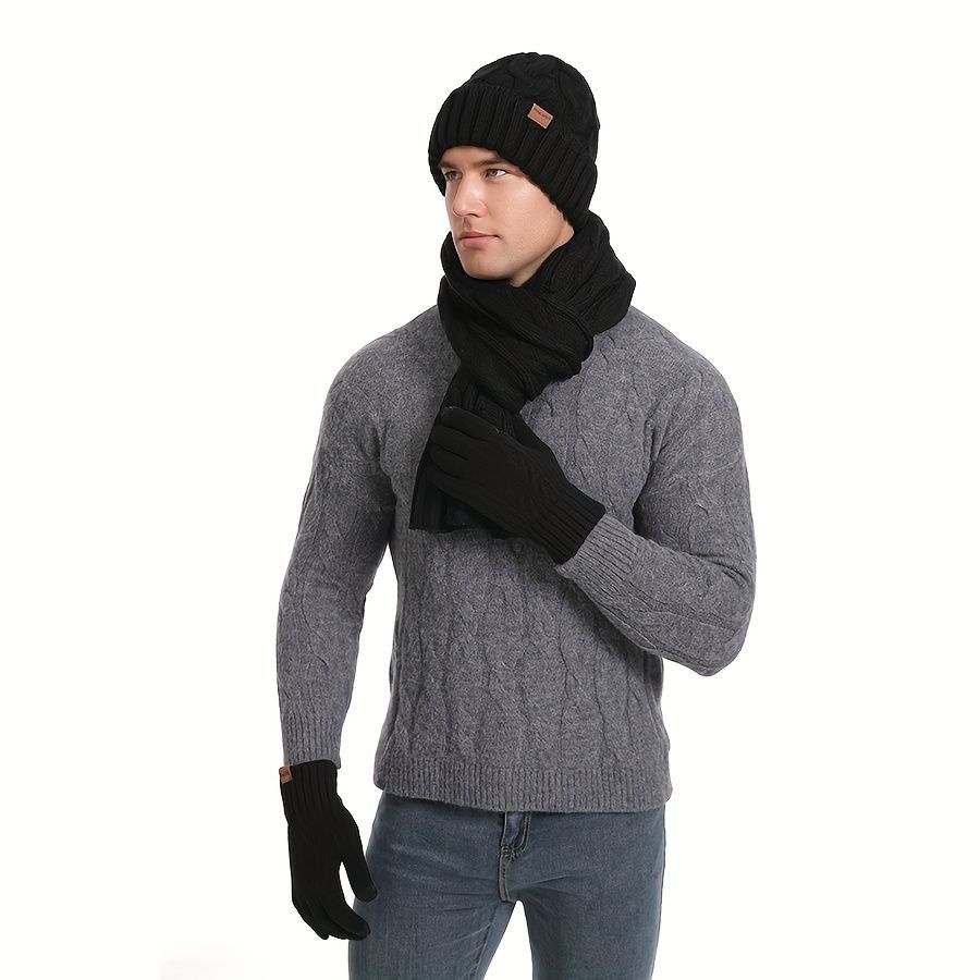 Unisex Winter Accessory Set Beanie Scarf Gloves Winter Fashion Warm view 6
