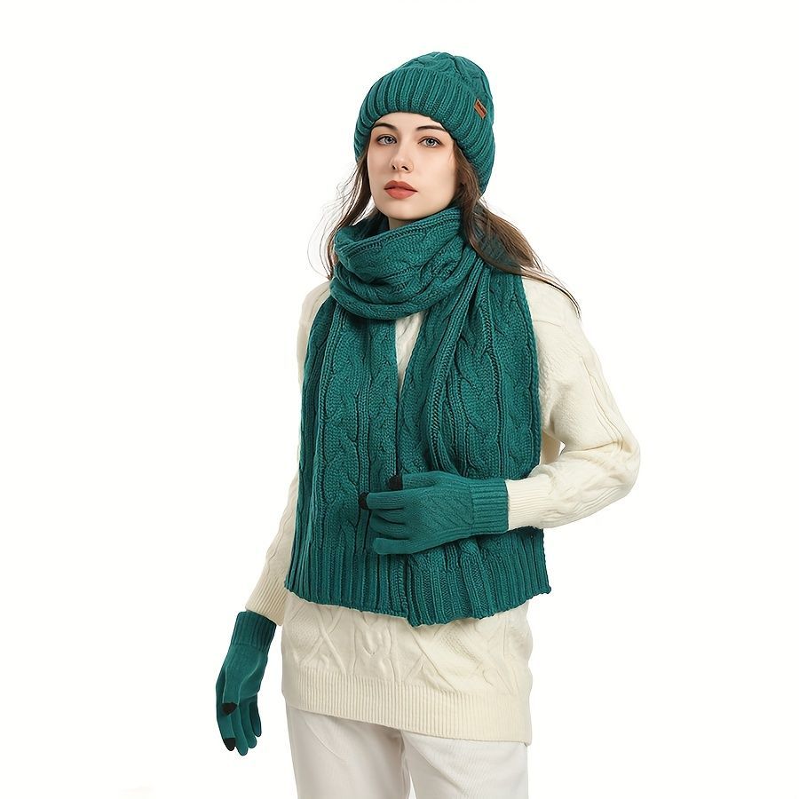 Unisex Winter Accessory Set Beanie Scarf Gloves Winter Fashion Warm view 9