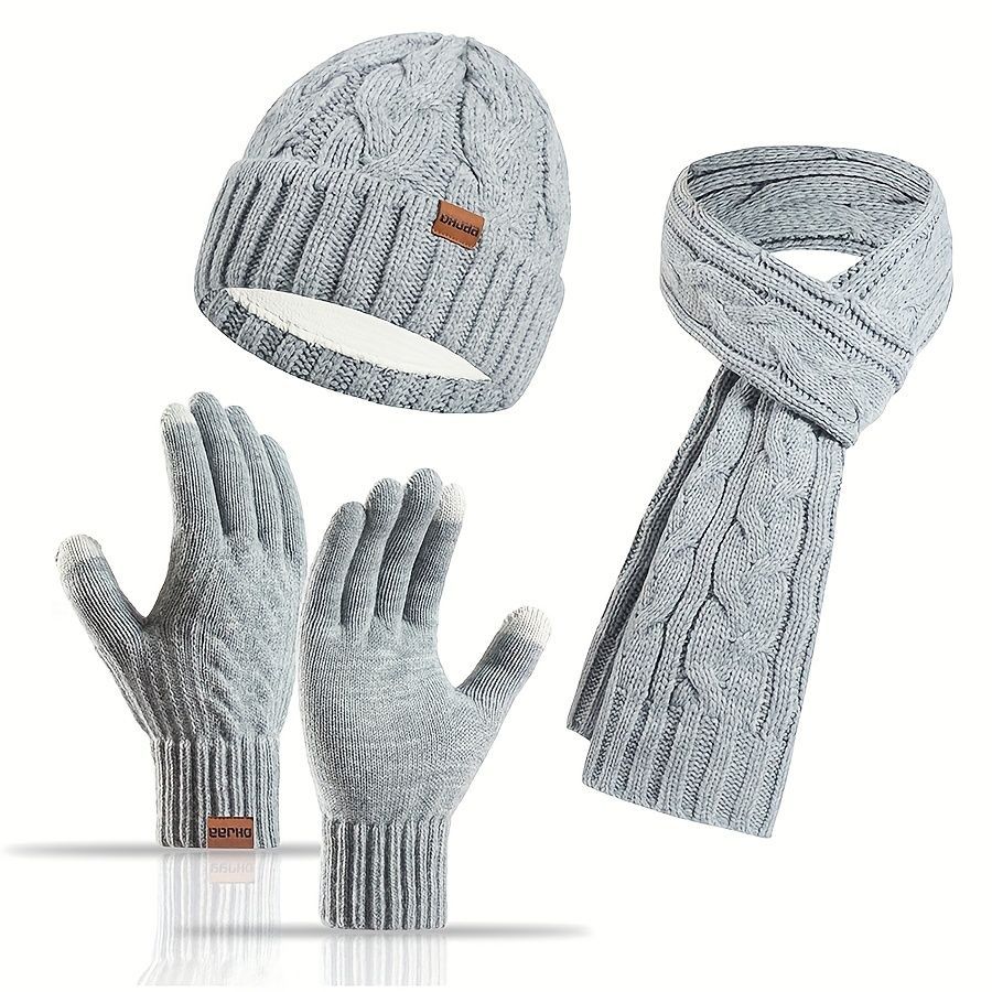 Unisex Winter Accessory Set Beanie Scarf Gloves Winter Fashion Warm view 4
