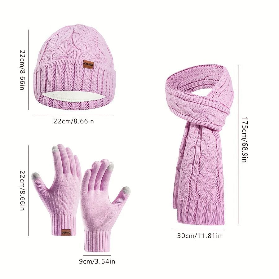Unisex Winter Accessory Set Beanie Scarf Gloves Winter Fashion Warm view 11