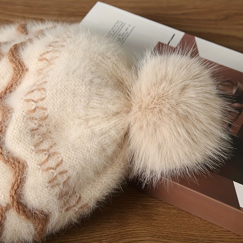 Women'S Knitted Hat Furry Ear-Flap Hat Pom-Pom Hat Winter Accessory Women'S view 11