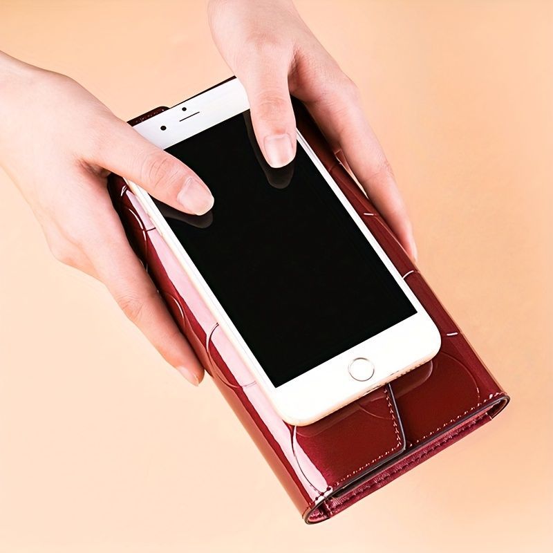 Women'S Genuine Leather Wallet Long Wallet Clutch Large Capacity Wallet - Red view 10