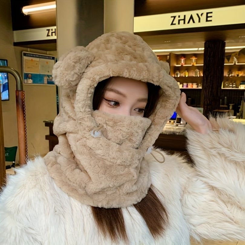 Women'S Winter Hat Furry Hat Ear Flap Hat Face Covering Hat Winter Accessory view 5