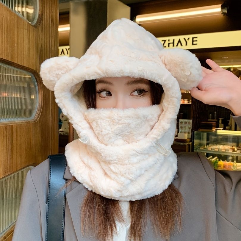 Women'S Winter Hat Furry Hat Ear Flap Hat Face Covering Hat Winter Accessory view 6