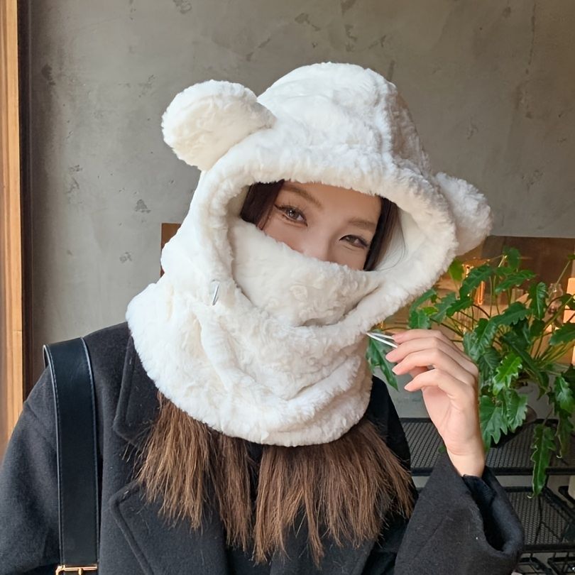 Women'S Winter Hat Furry Hat Ear Flap Hat Face Covering Hat Winter Accessory view 2