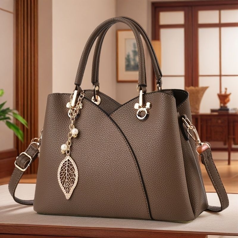 White Tote Bag Women'S Handbag Leaf Charm Bag Stylish Women'S Bag Designer view 3