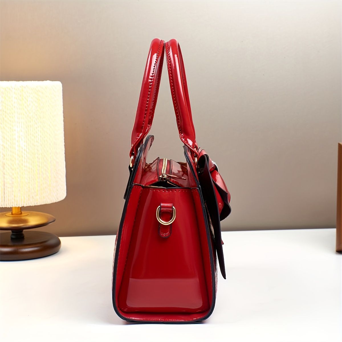 White Ladies Handbag Bow Embellished Handbag Handbag With Small Purse view 8