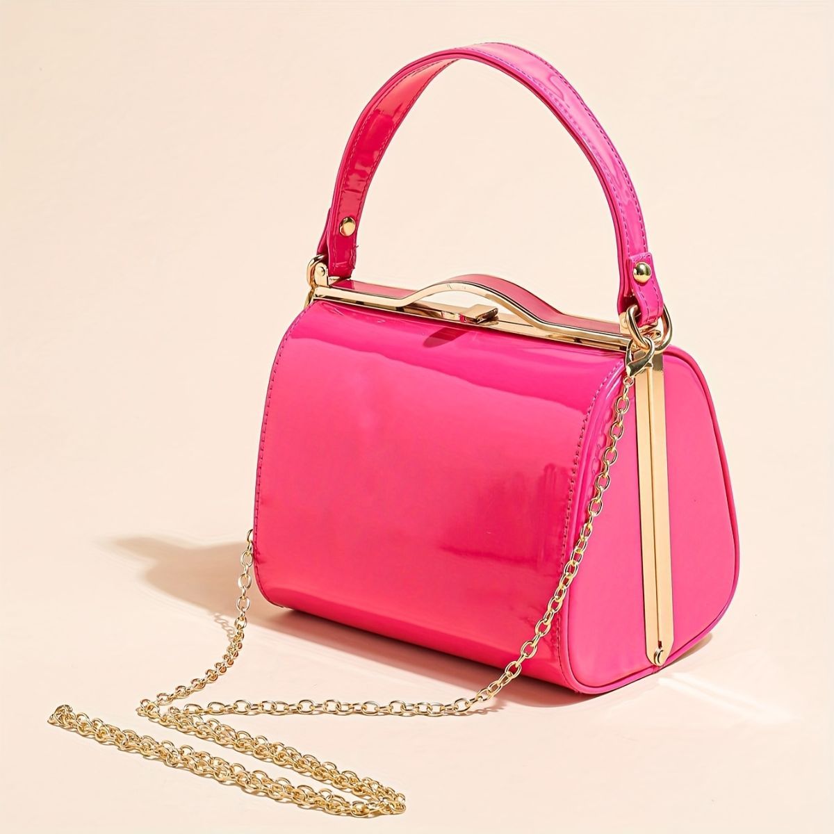 Women'S Evening Clutch Patent Leather Handbag Shiny Hand-Held Bag Hard-Shell