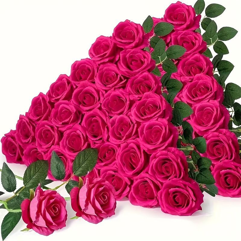 Artificial Silk Roses 25-Piece Bouquet Wedding Decorations Family Gathering view 8