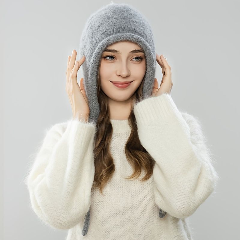 Women'S Winter Hat Hooded Knit Hat Pom-Pom Hat Warm Winter Accessory view 4