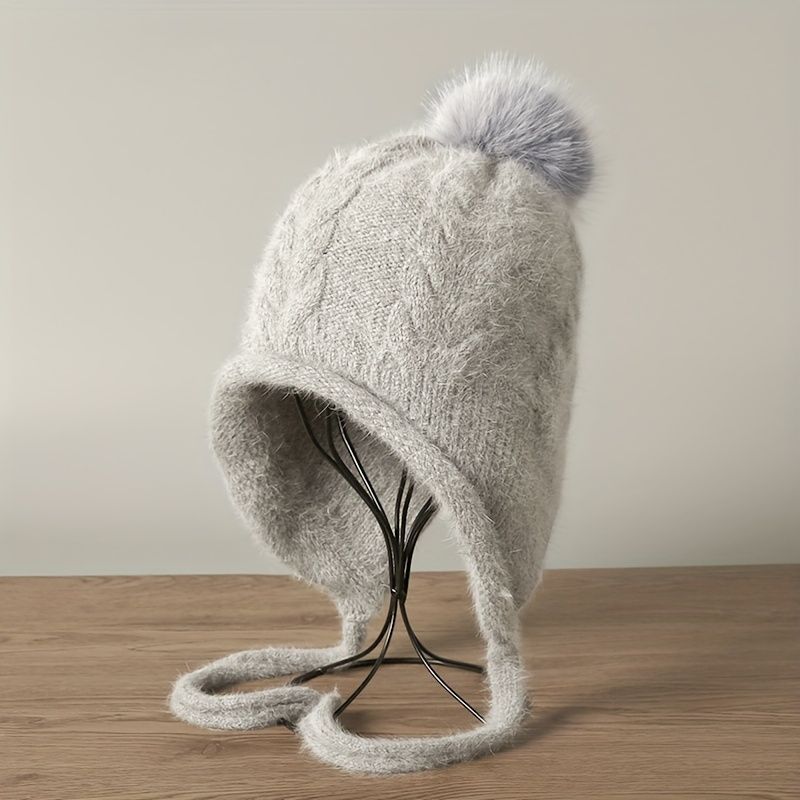 Women'S Winter Hat Hooded Knit Hat Pom-Pom Hat Warm Winter Accessory view 9
