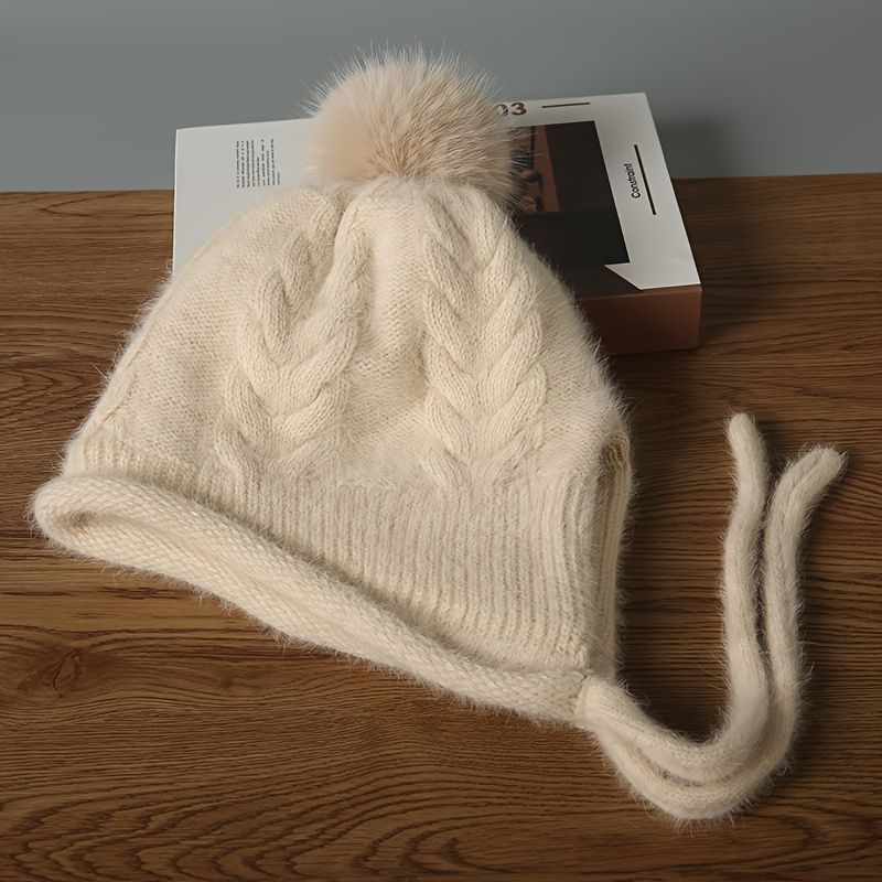 Women'S Winter Hat Hooded Knit Hat Pom-Pom Hat Warm Winter Accessory view 11