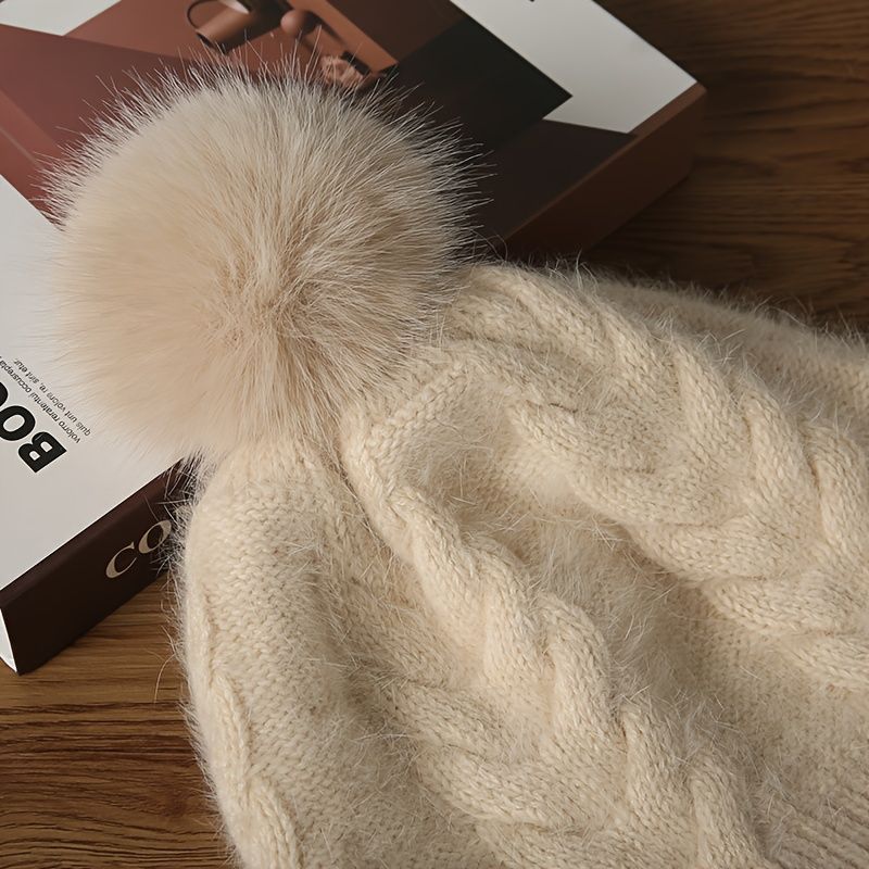 Women'S Winter Hat Hooded Knit Hat Pom-Pom Hat Warm Winter Accessory view 12