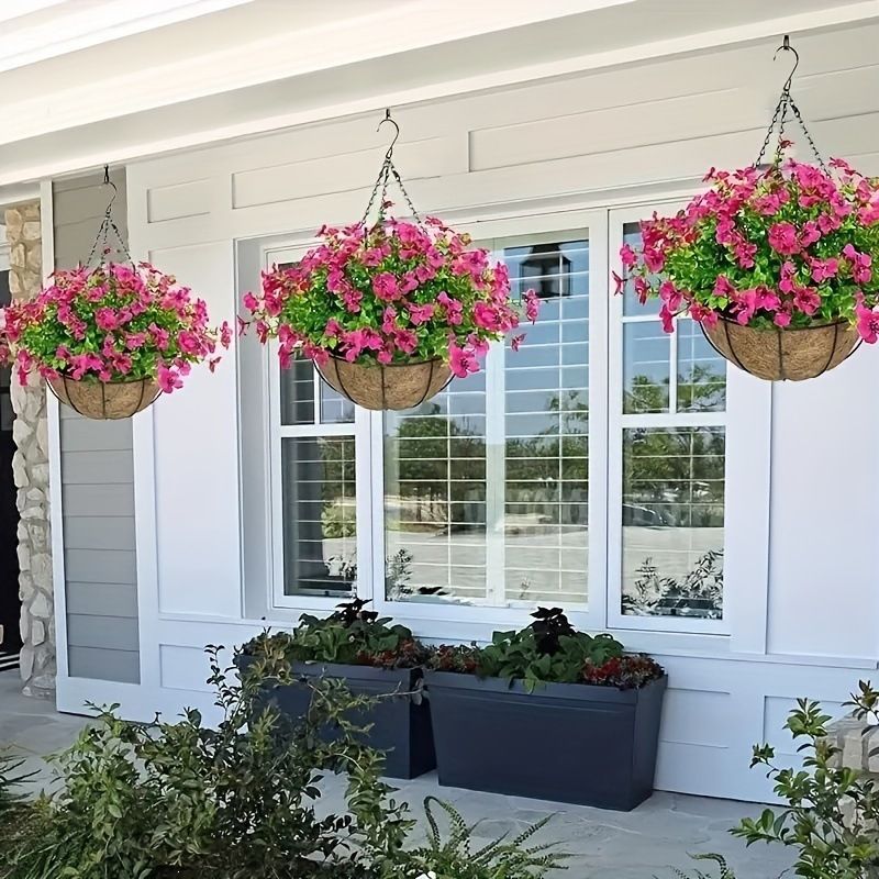 Hanging Artificial Flower Basket Yellow And Orange Blooms Home Decor Garden view 10