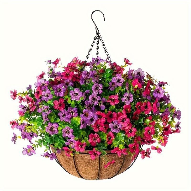Hanging Artificial Flower Basket Yellow And Orange Blooms Home Decor Garden view 6