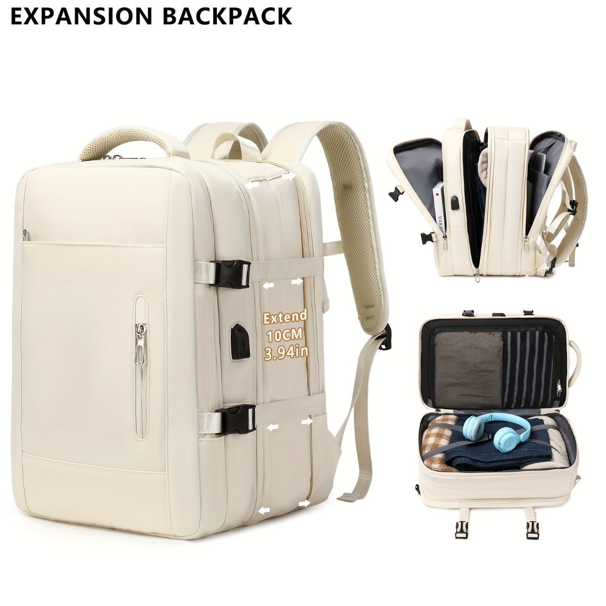 Expansion Backpack Travel Backpack Expandable Storage Multiple Compartments view 3