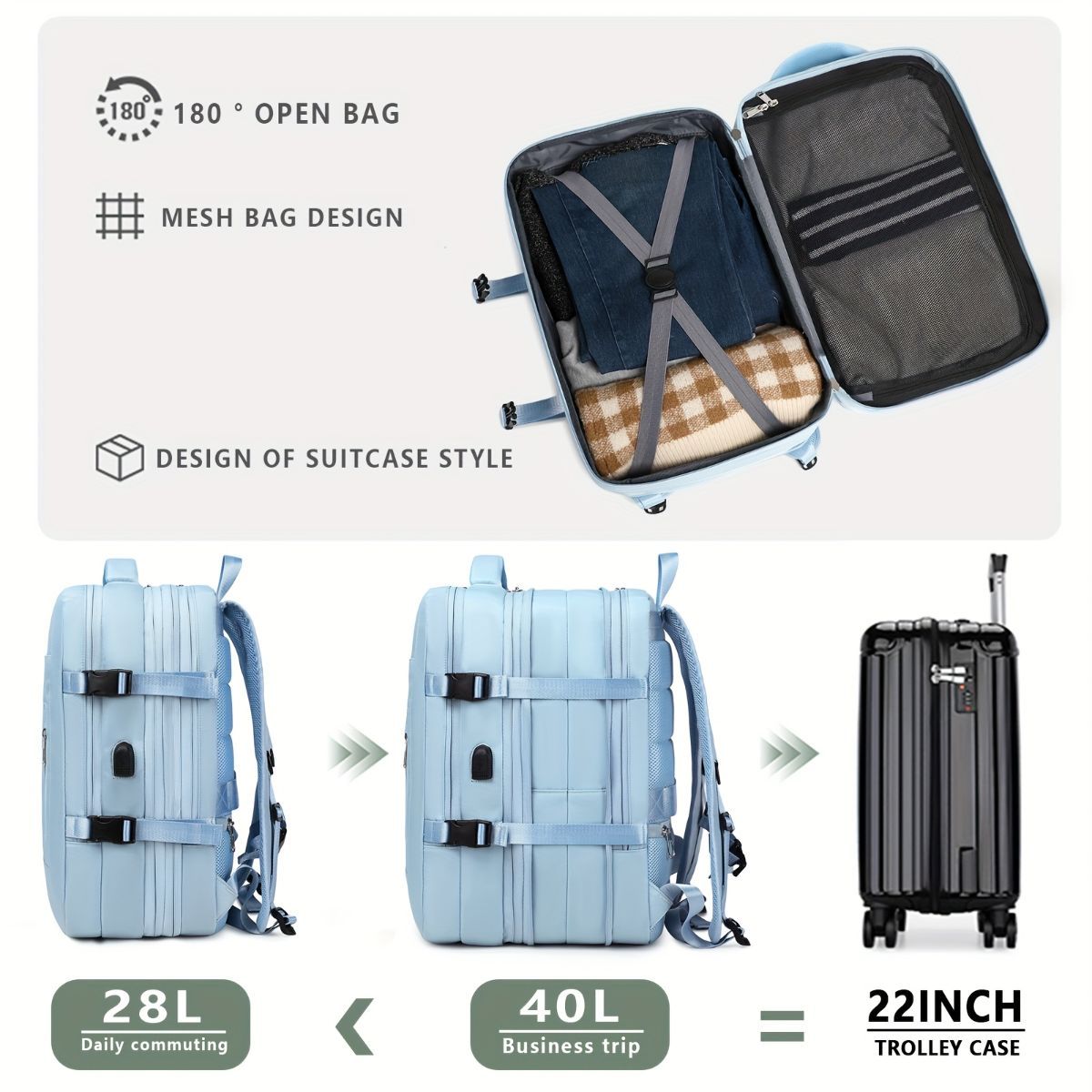 Expansion Backpack Travel Backpack Expandable Storage Multiple Compartments view 7