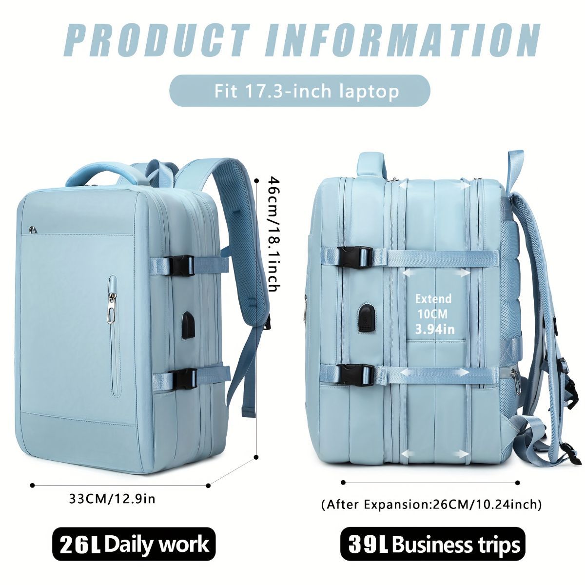 Expansion Backpack Travel Backpack Expandable Storage Multiple Compartments view 8
