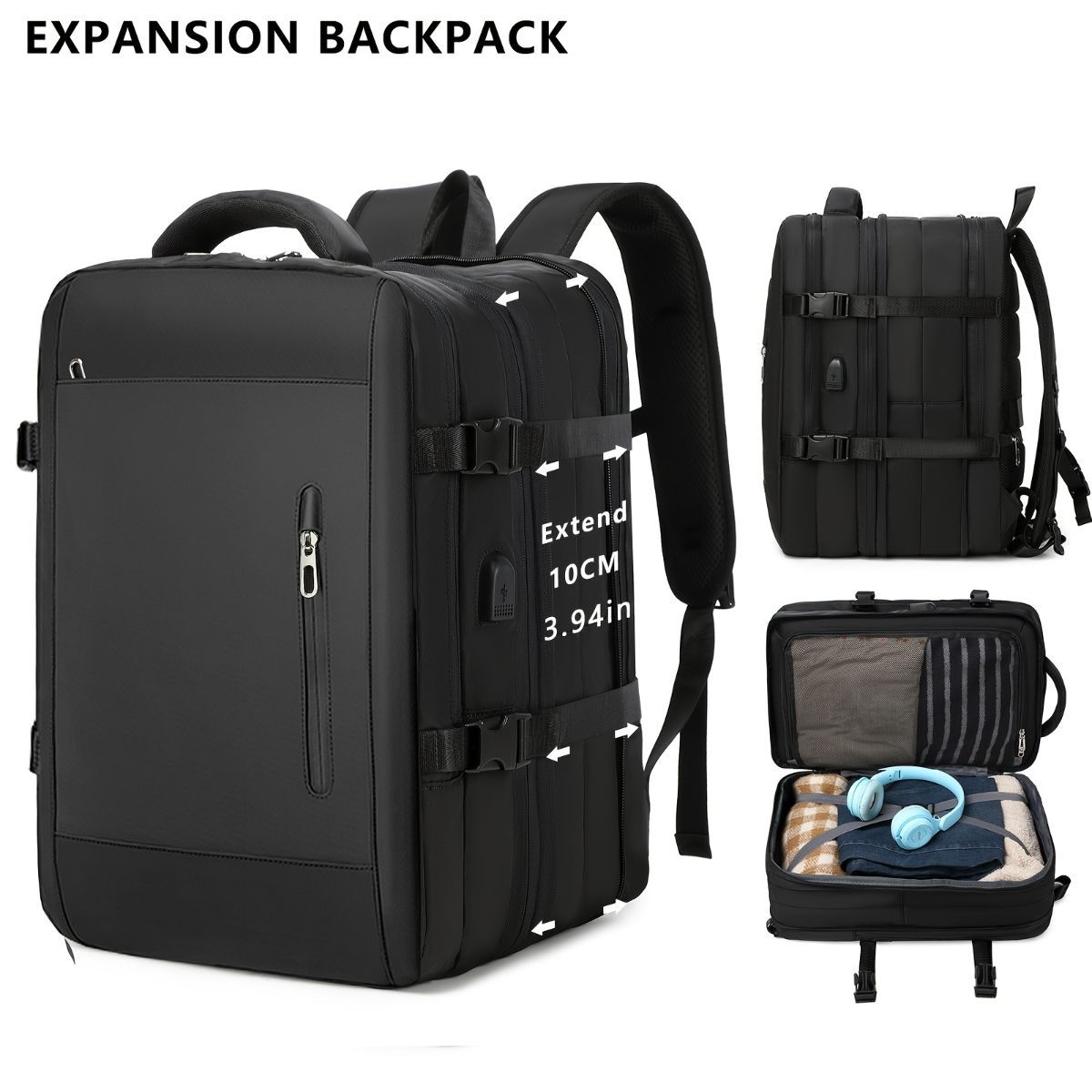 Expansion Backpack Travel Backpack Expandable Storage Multiple Compartments view 9