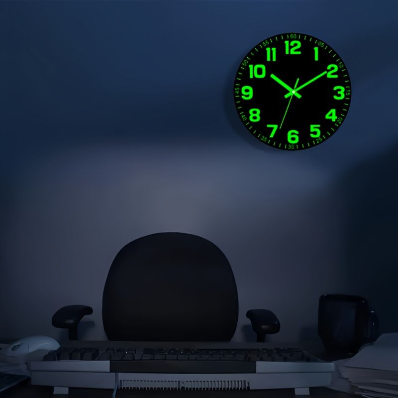 Black Glow In The Dark Wall Clock Silent Wall Clock Australia Modern Home view 2