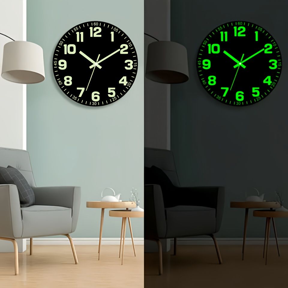 Black Glow In The Dark Wall Clock Silent Wall Clock Australia Modern Home view 10