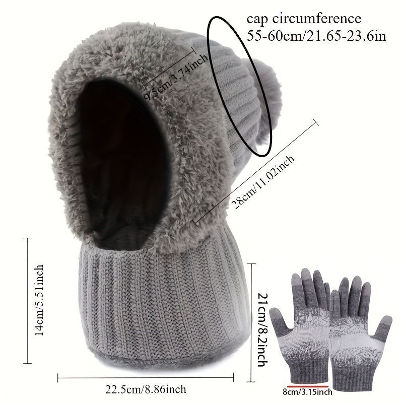 Women'S Winter Accessories Knit Hat Scarf Touch-Screen Gloves Winter Set view 7