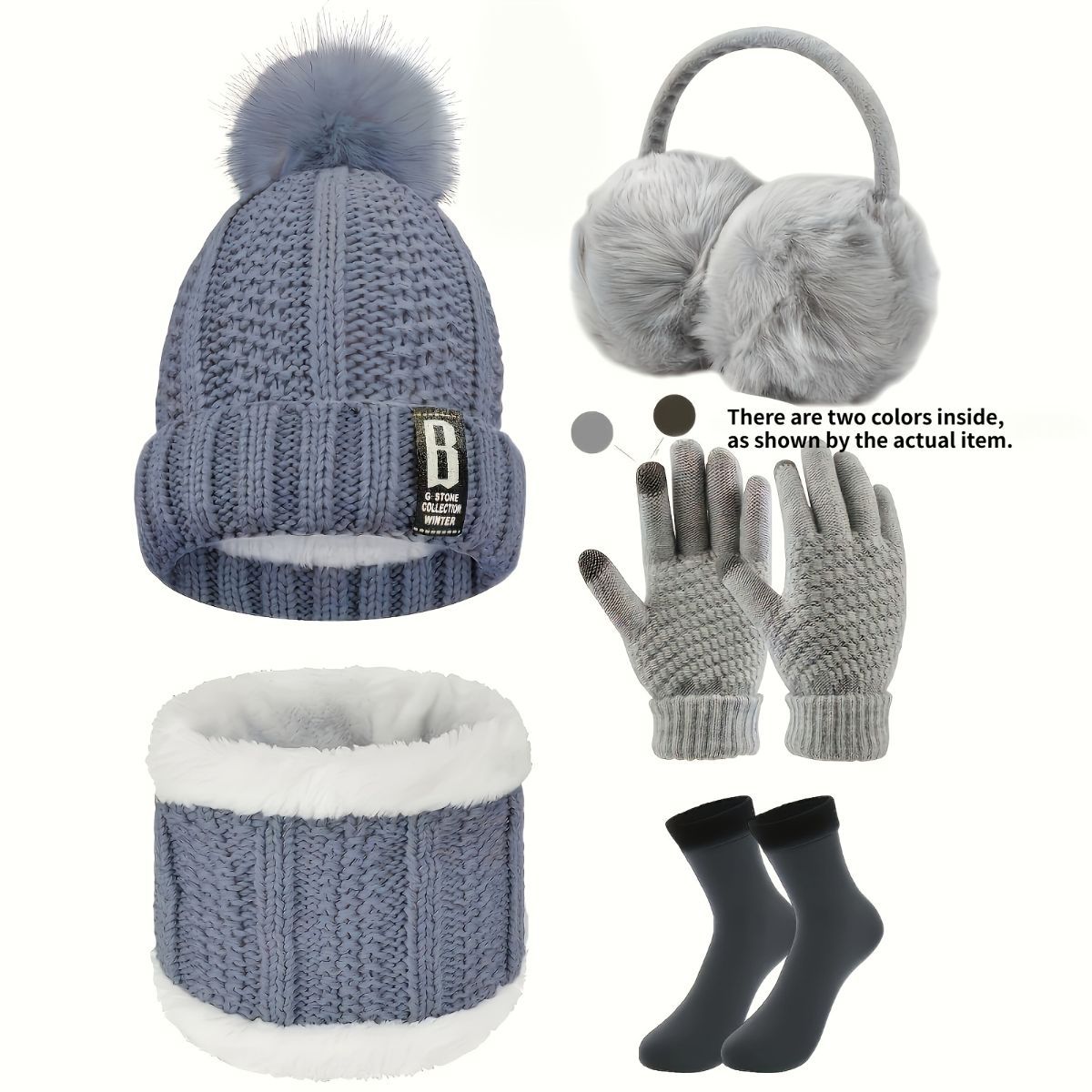 Women'S Winter Accessories 5-Piece Set Winter Beanie Earmuffs Touch-Screen view 3