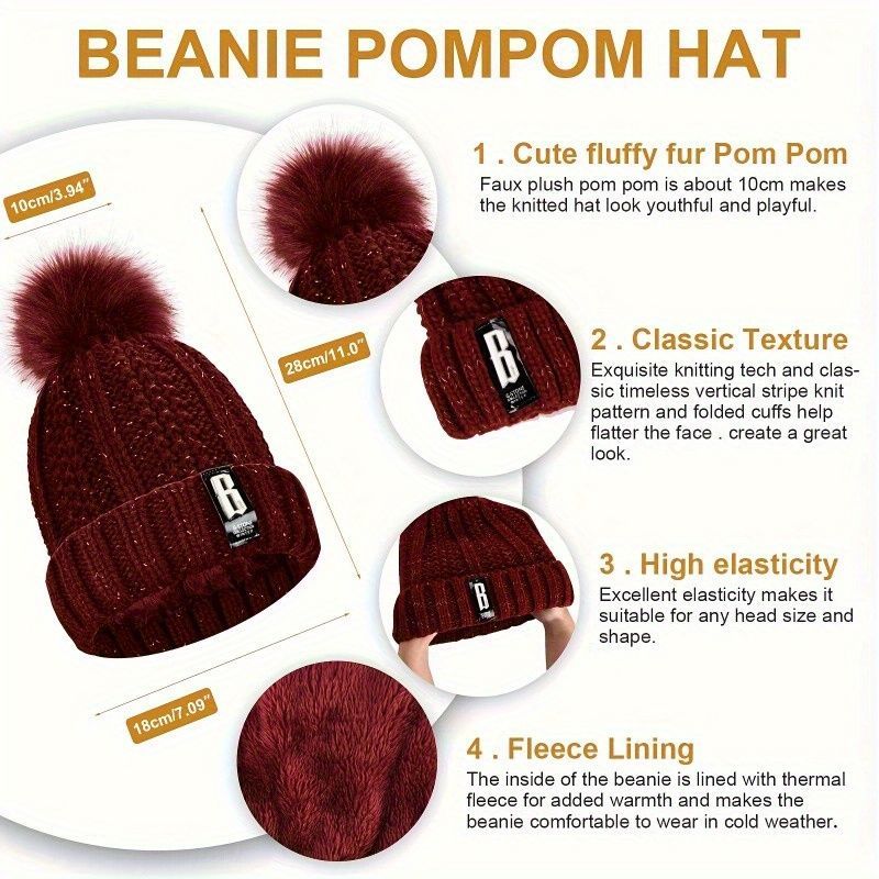 Women'S Winter Accessories 5-Piece Set Winter Beanie Earmuffs Touch-Screen view 7