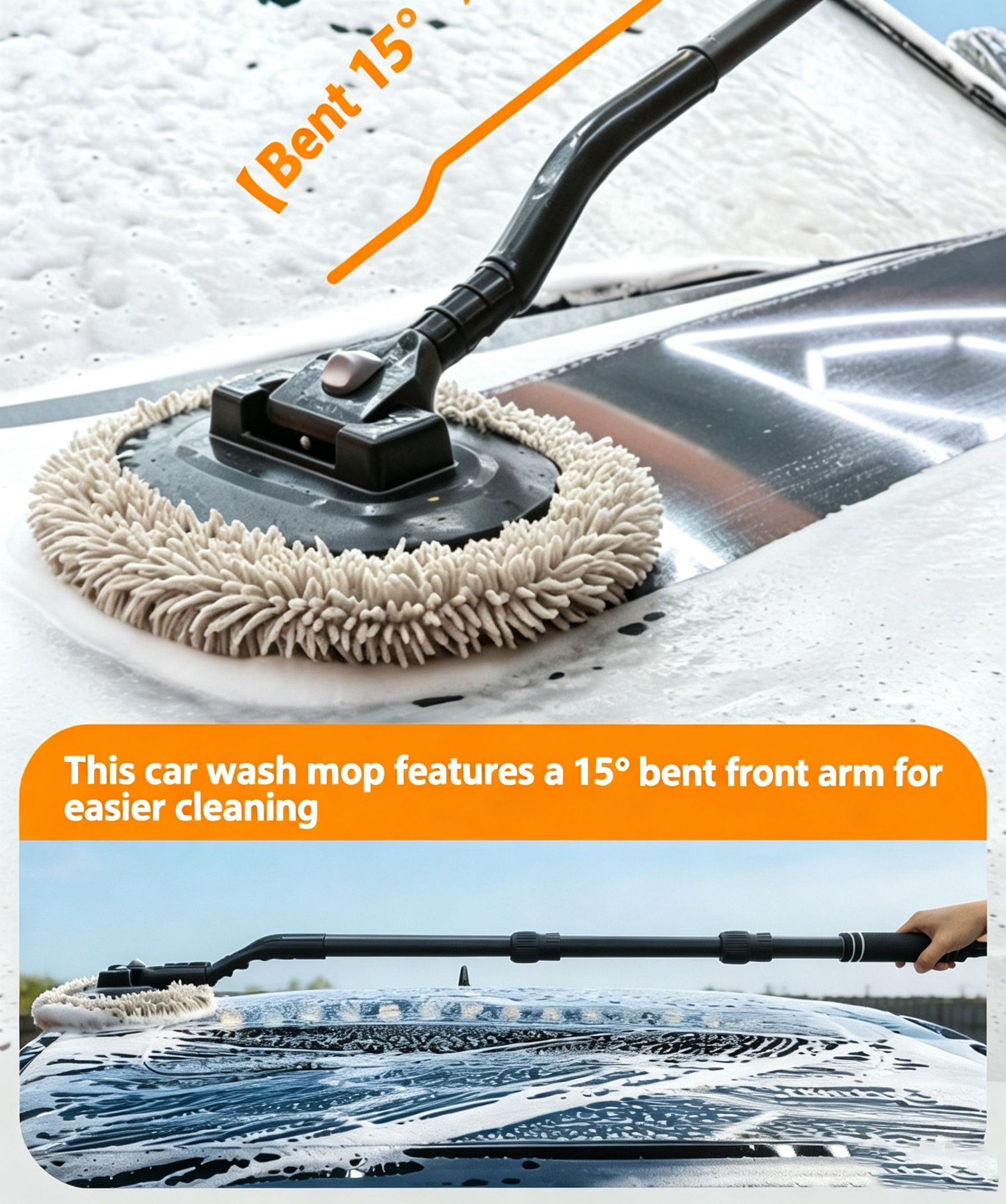 Three section telescopic bending rod does not damage the car paint view 5