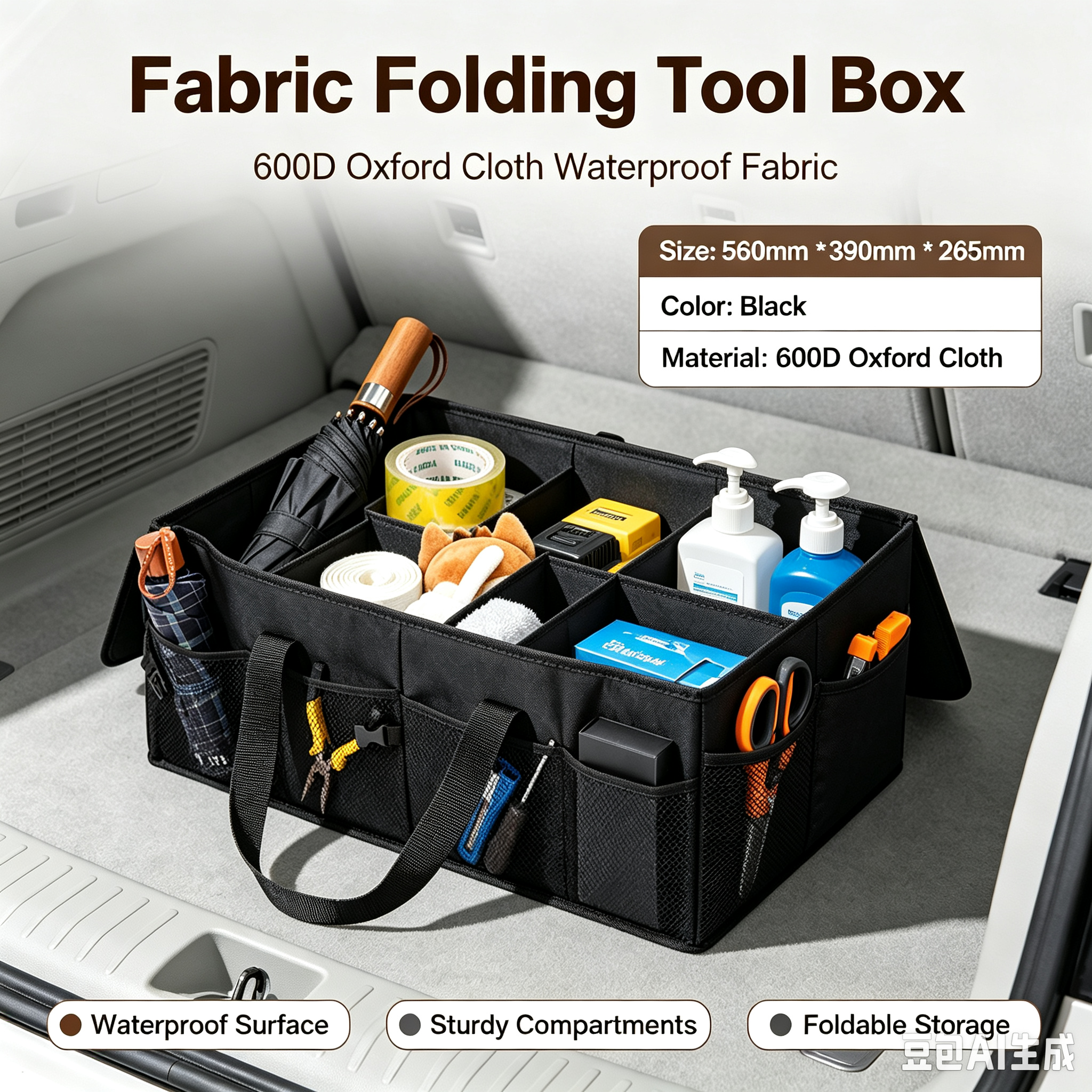 Oxford cloth storage box for car trunk view 2