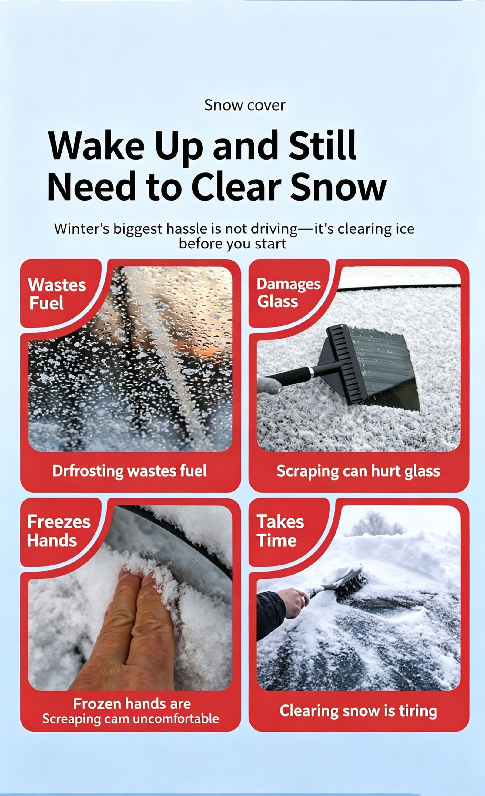 Winter car anti freezing and snow blocking front windshield snow cover view 3