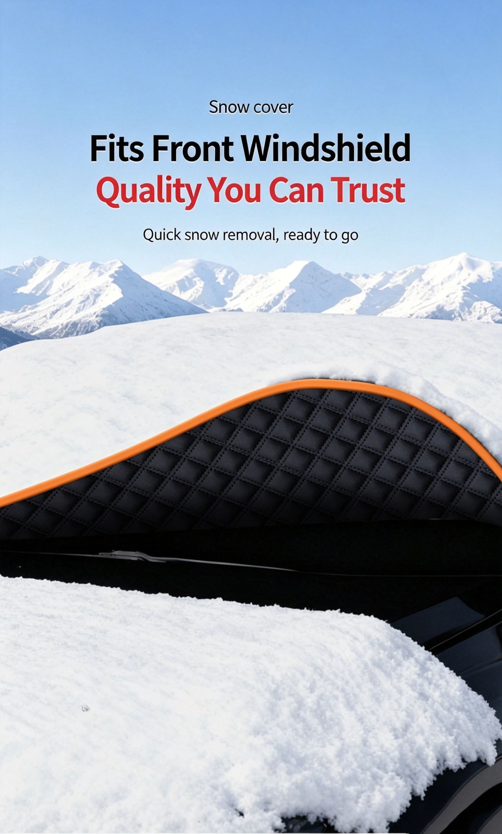 Winter car anti freezing and snow blocking front windshield snow cover view 4
