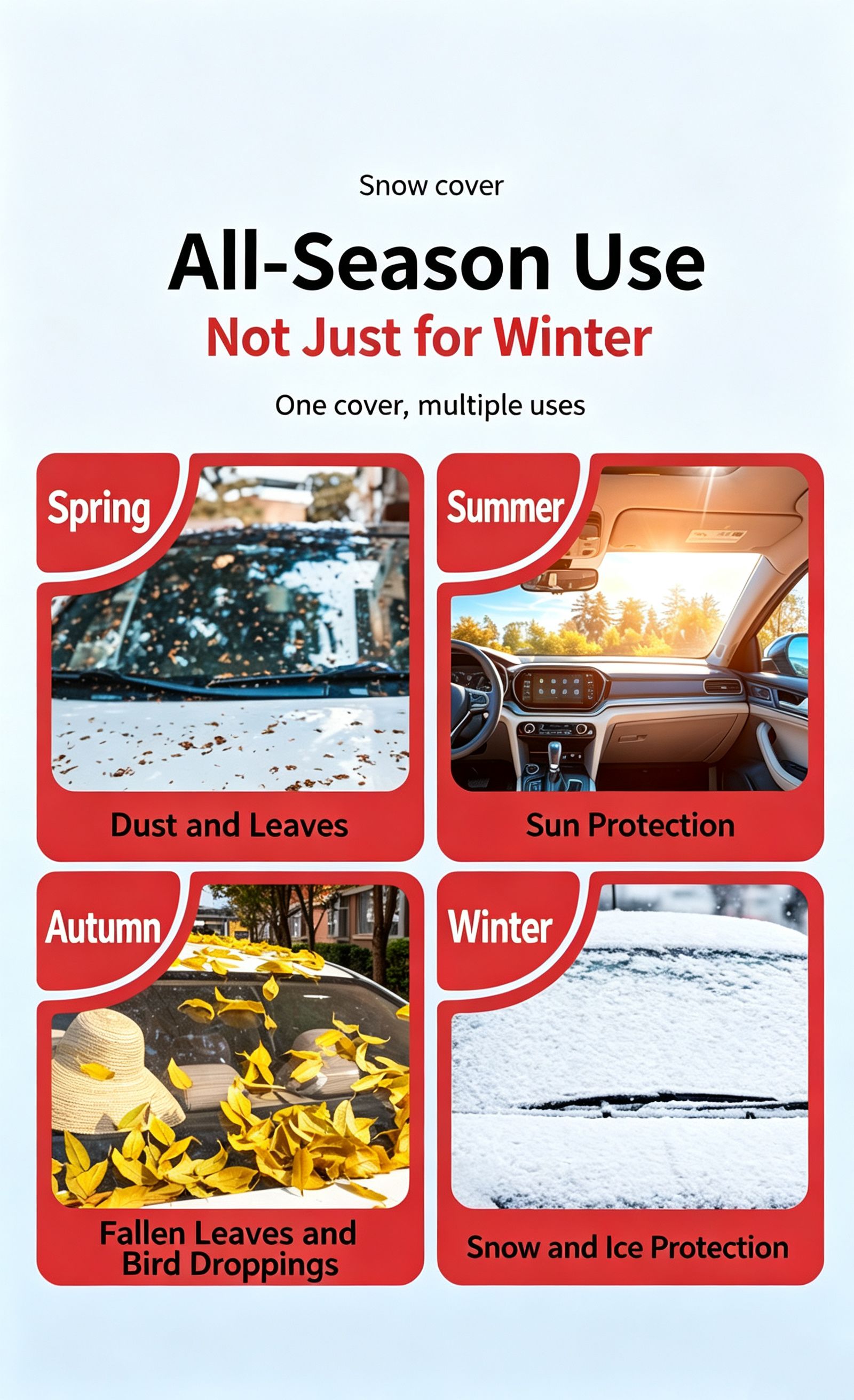 Winter car anti freezing and snow blocking front windshield snow cover view 10