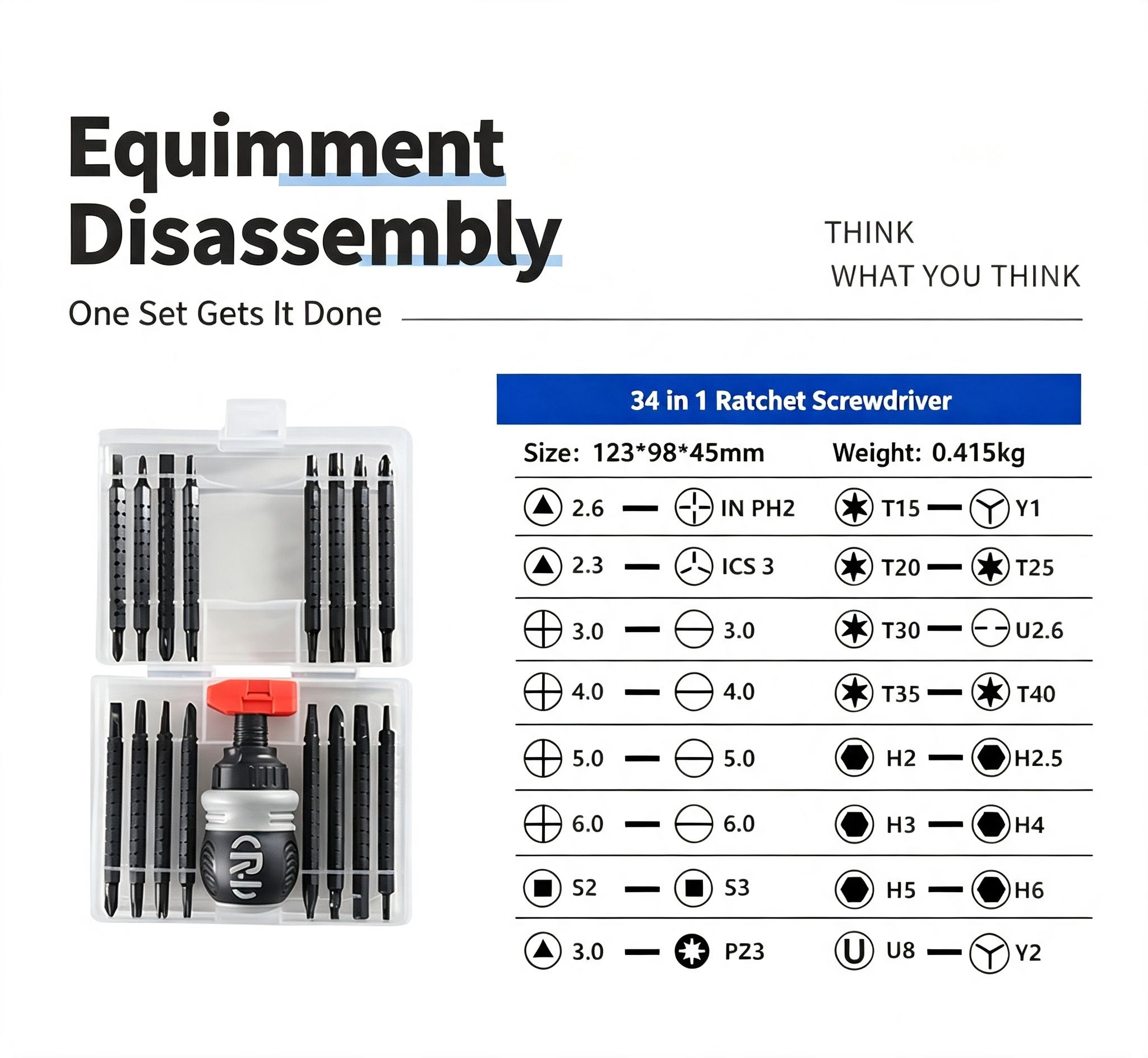 34 in one ratchet screwdriver set (boxed) view 9