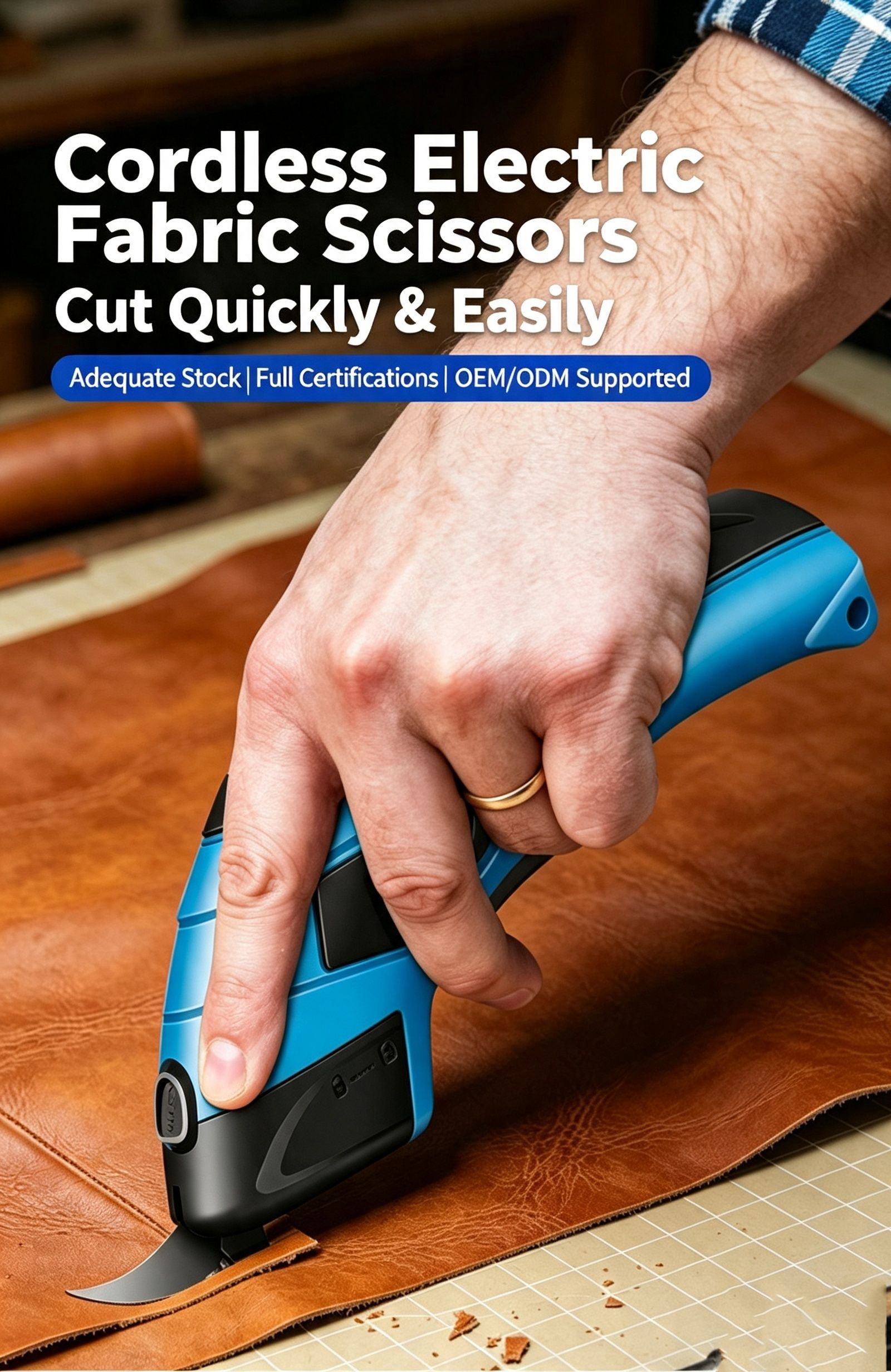 Small portable electric round knife for charging and cutting fabrics view 2