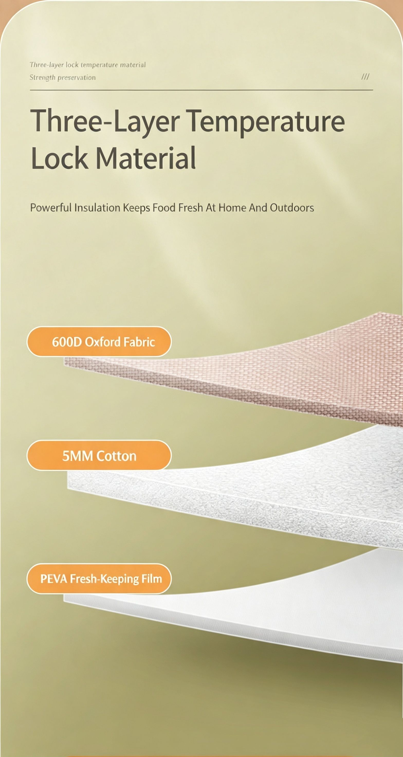 Beige three-layer insulated large capacity insulated refrigerated bag 30L view 4