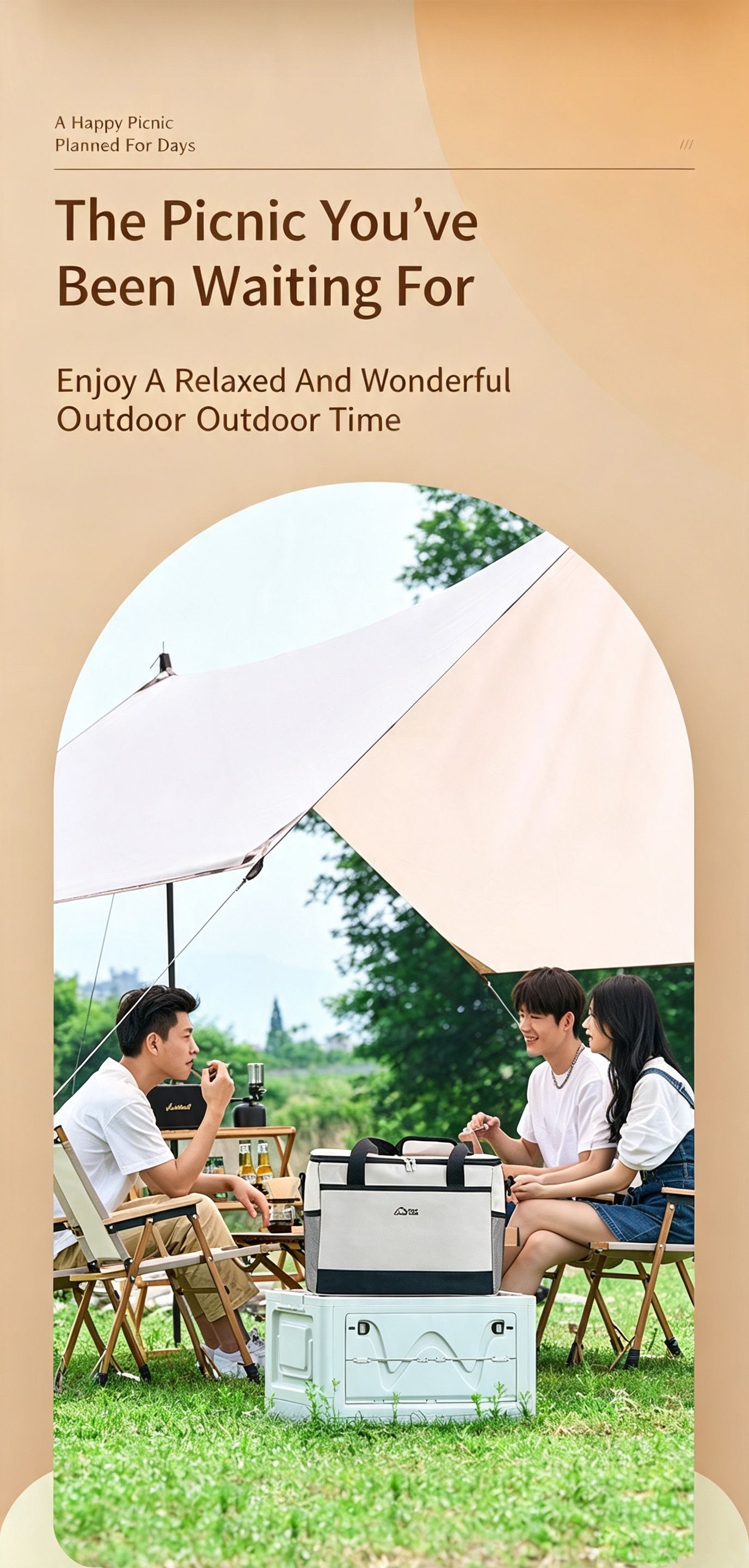 Beige three-layer insulated large capacity insulated refrigerated bag 30L view 7