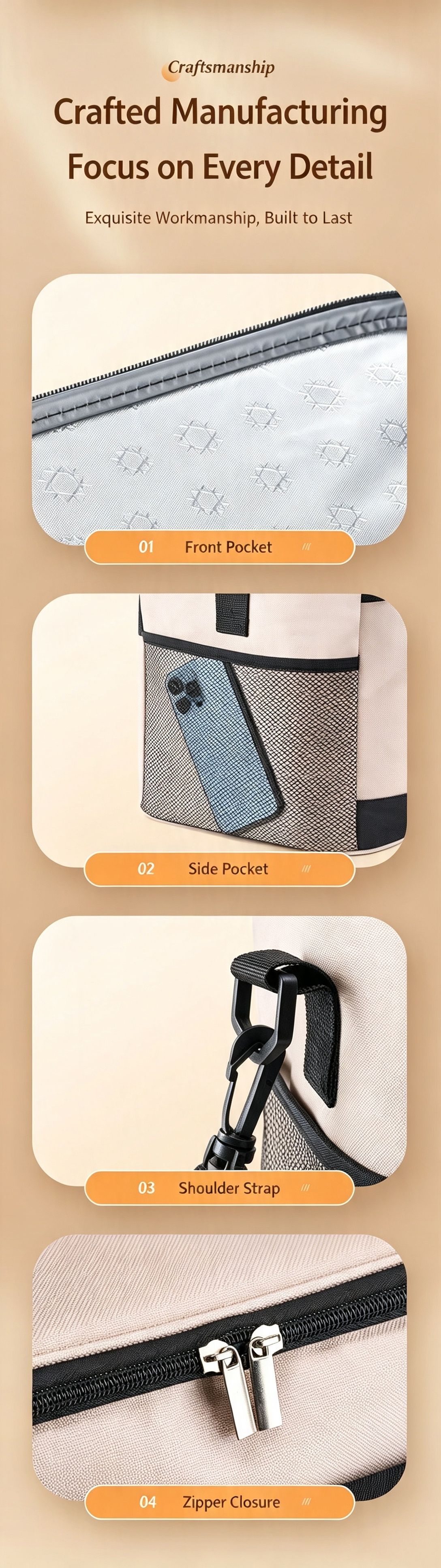 Beige three-layer insulated large capacity insulated refrigerated bag 30L view 11