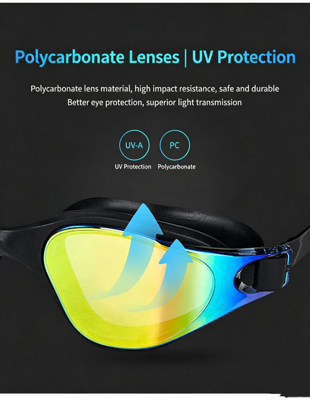 High definition silicone waterproof and anti fog adult swimming goggles view 8