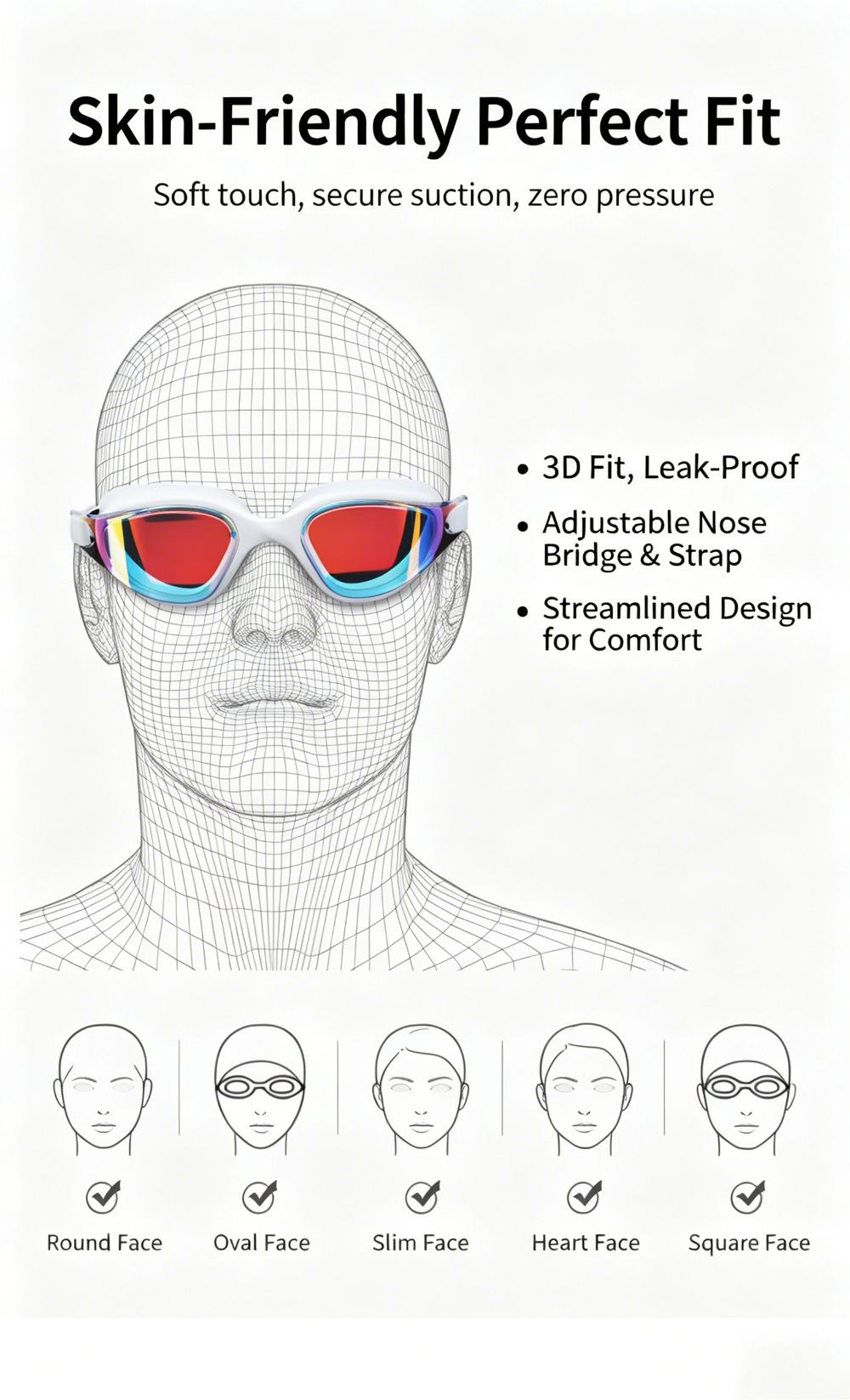High definition silicone waterproof and anti fog adult swimming goggles view 9