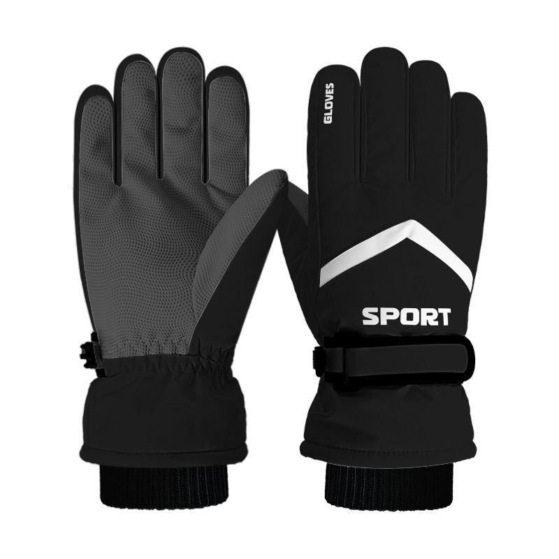 Winter men's and women's windproof and cold proof velvet warm gloves,Men's black