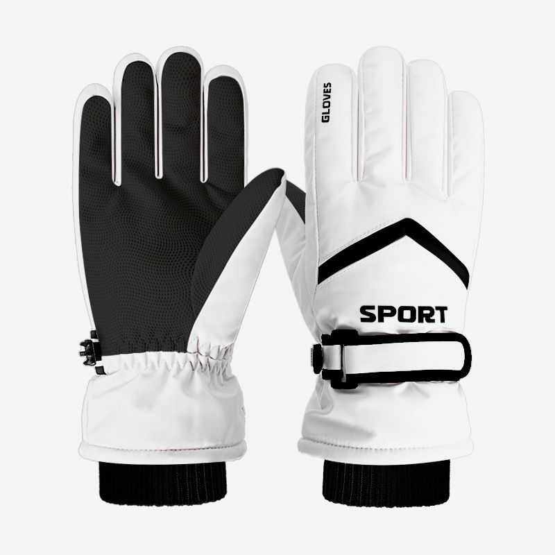 Winter men's and women's windproof and cold proof velvet warm gloves,Men's white