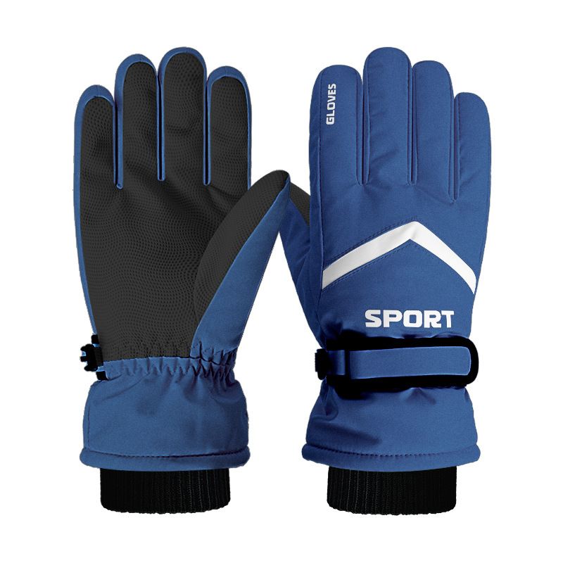 Winter men's and women's windproof and cold proof velvet warm gloves,Women's blue