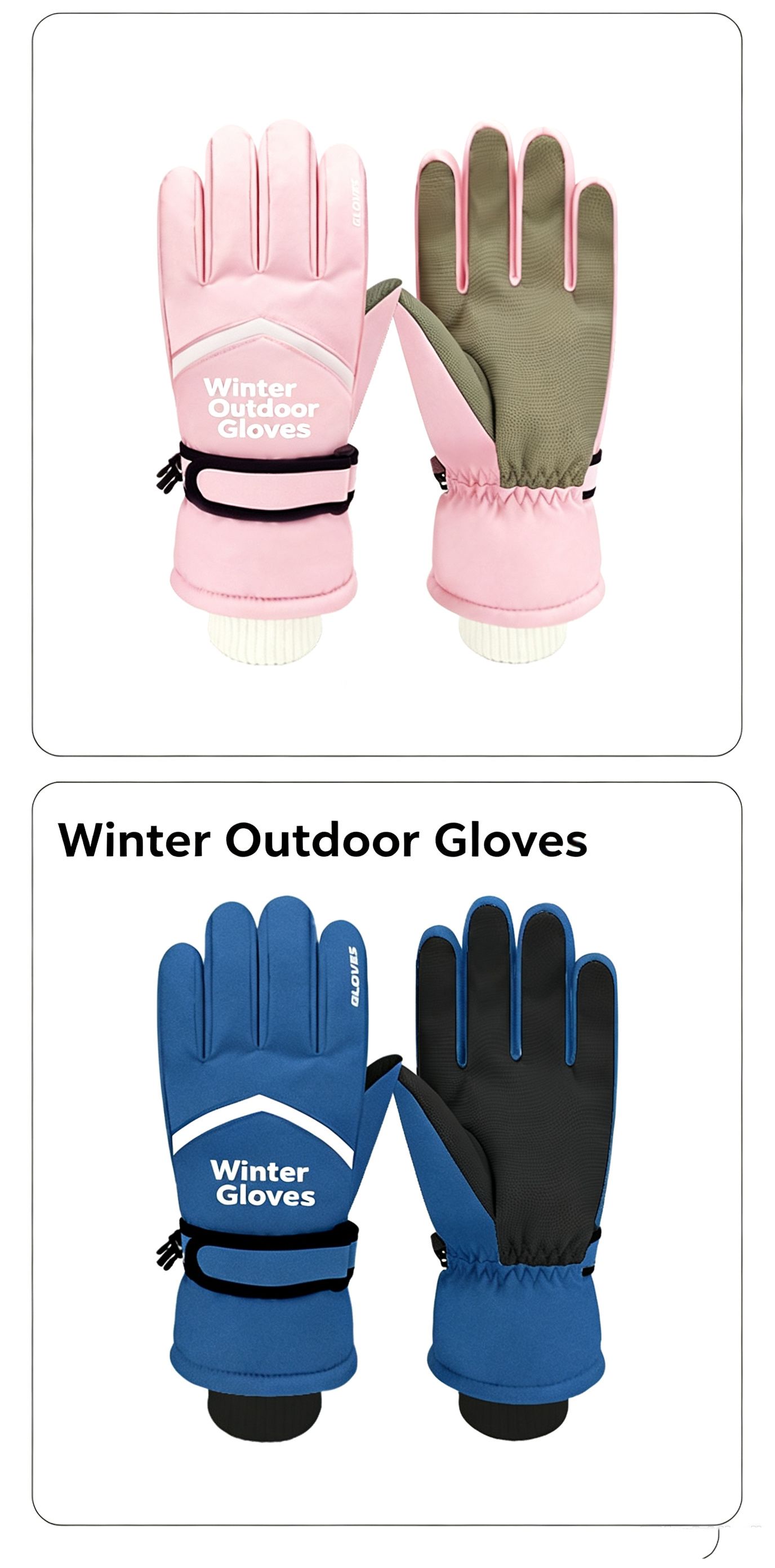 Winter men's and women's windproof and cold proof velvet warm gloves,Women's blue view 8
