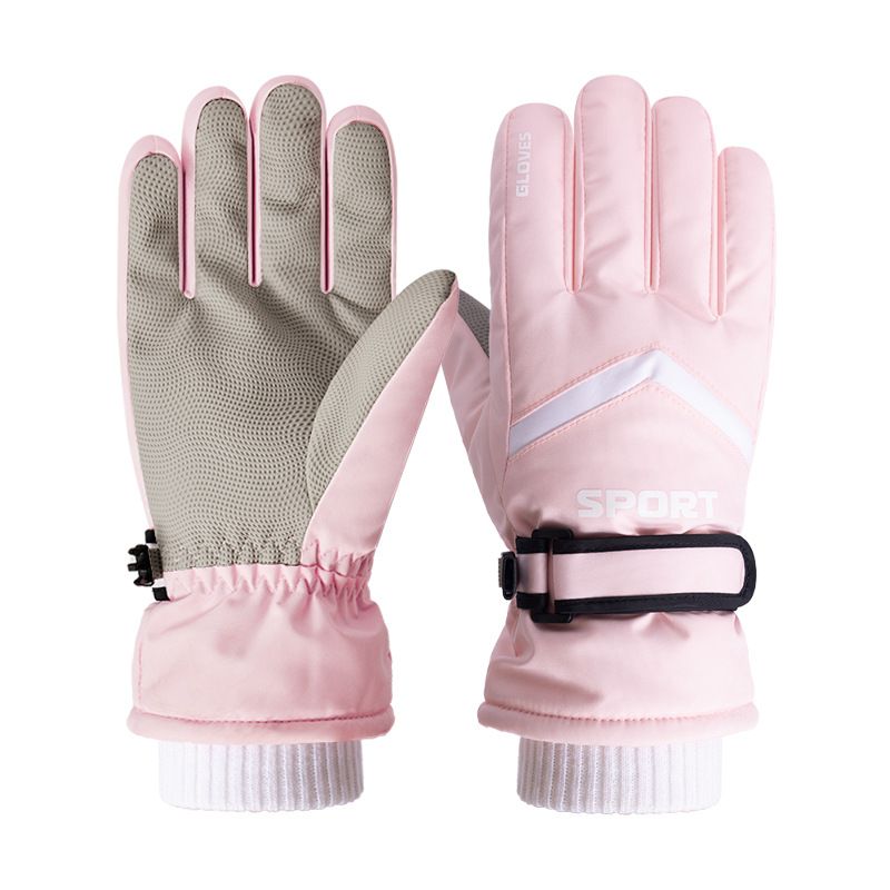 Winter men's and women's windproof and cold proof velvet warm gloves,Women's pink
