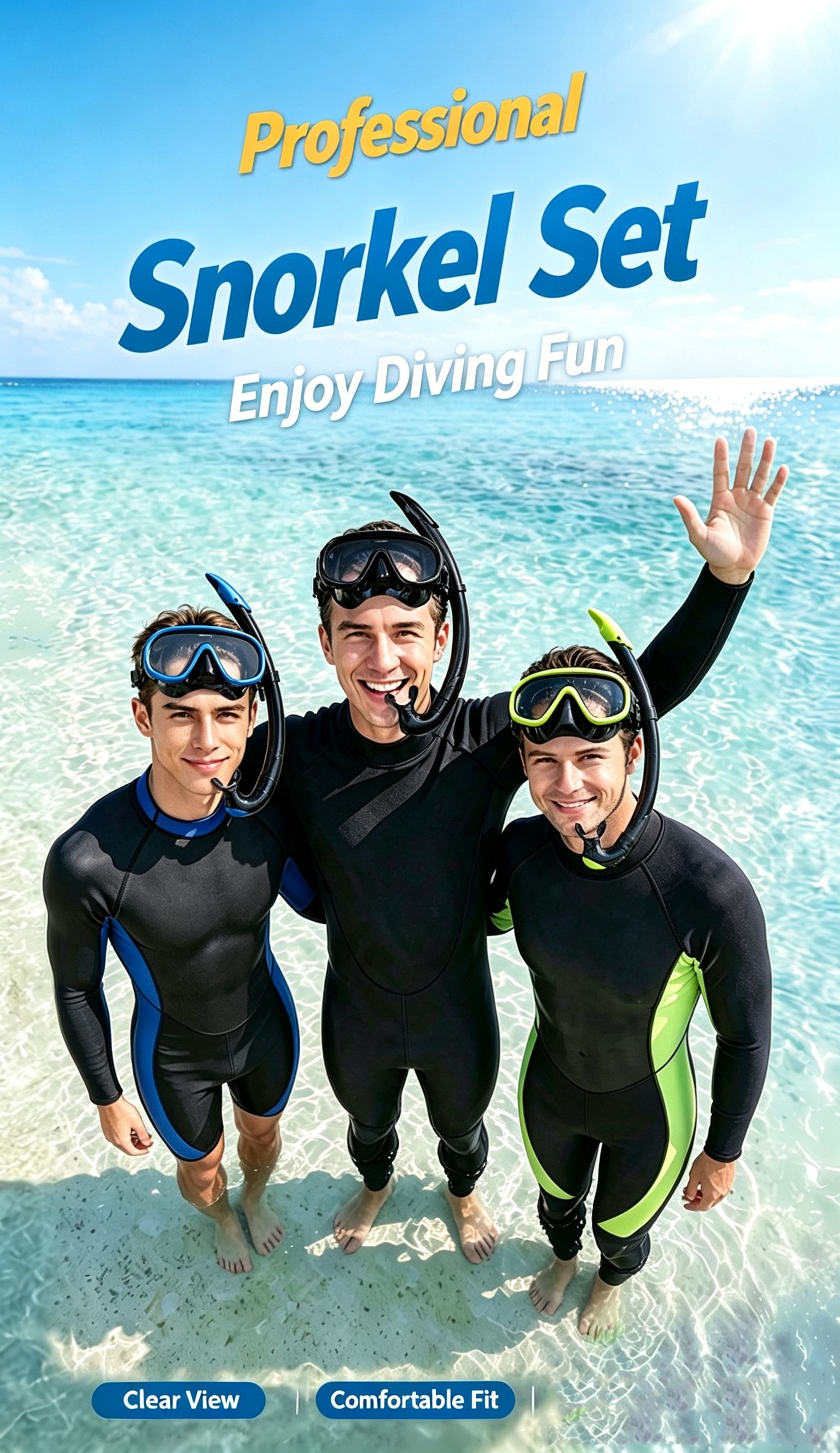 Outdoor Breathing Tube Glass Diving Set,black view 2